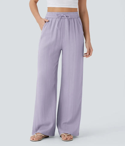 Pantalon Large Fluide à Cordon