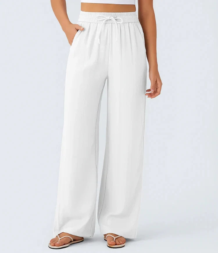 Pantalon Large Fluide à Cordon