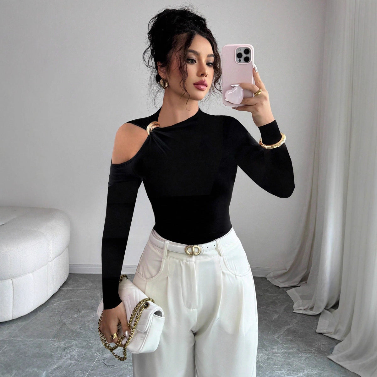 Haut Asymétrique avec Broche "Aura"